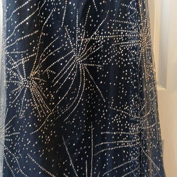 Navy Blue strapless starlight sparkle long gown prom formal evening Sz 9 NWOT - Picture 5 of 10